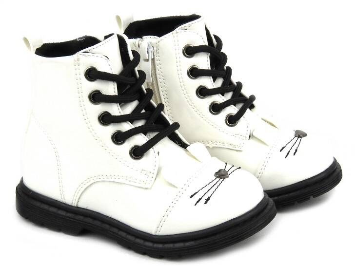 Teplé kozačky, dětské kozačky - Miss E 21DZ23-4309, bílá