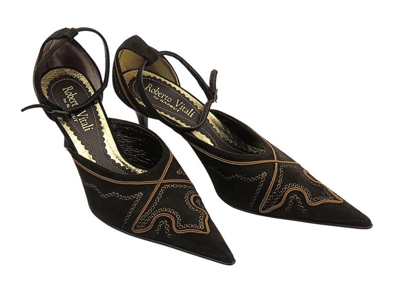 Čeština – Hnědé dámské lodičky z kůže – Roberto Vitali 449N7 Vintage