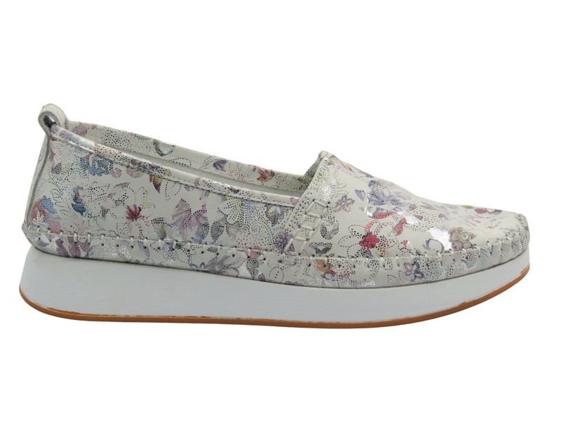 Dámské mokasíny z přírodní kůže, vícebarevné, VENEZIA E124NUWHOMB029