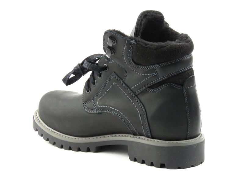 Dámské kožené kozačky zateplené vlnou - HELIOS Komfort 616/2G, černé