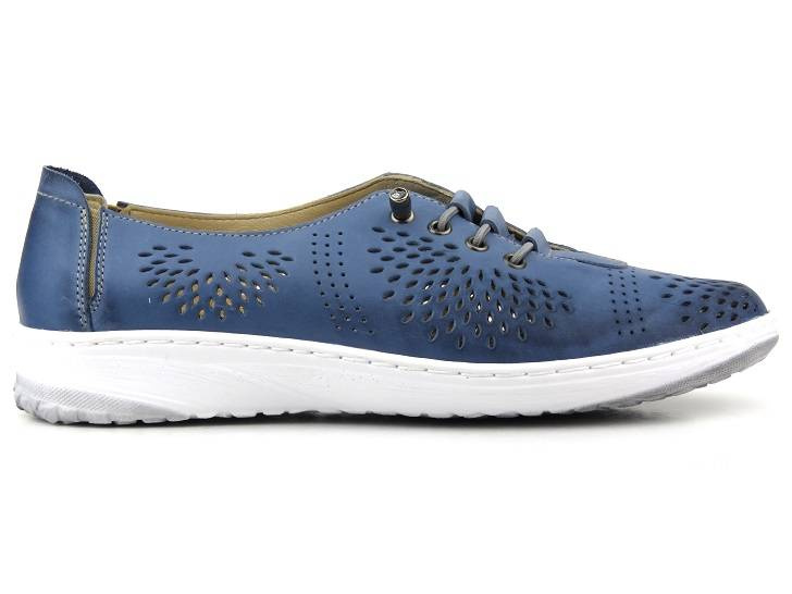 Dámské kožené boty s prolamovaným svrškem - Wasak 0626, modrá