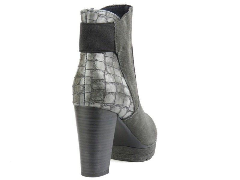 Dámské kožené kotníkové boty - Marco Tozzi 25463, šedé