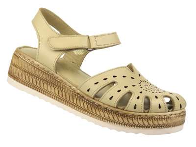 Dámské kožené sandály Nika Comfort 0162-25, béžové