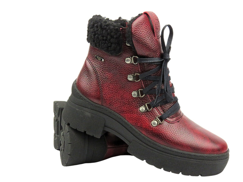 Pohodlné dámské kožené boty Helios Comfort 583, červená