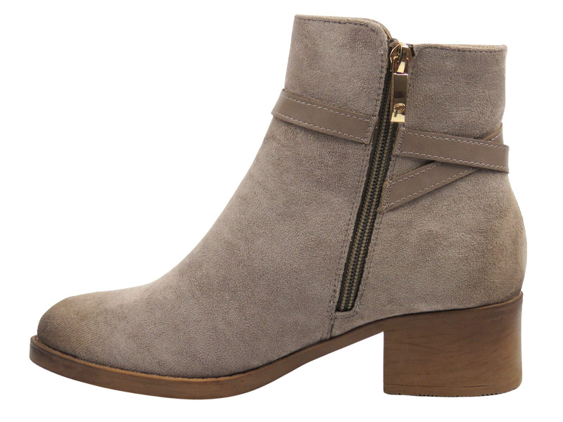 Dámské kotníkové boty na pohodlném podpatku hnědé – Potocki 25-12527