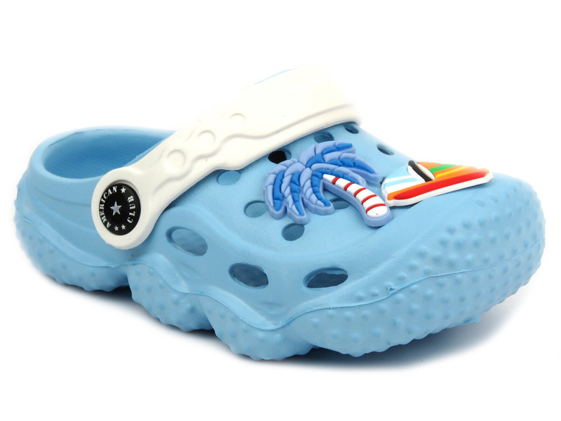 Žabky, dívčí dřeváky sandály - AMERICAN CLUB NH 75/23, NH 76/23, fialové s duhou