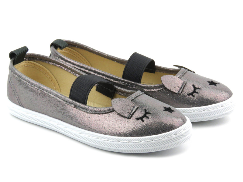 Pantofle pro dívky - AXIM 5TE22110, šedé se smajlíkem