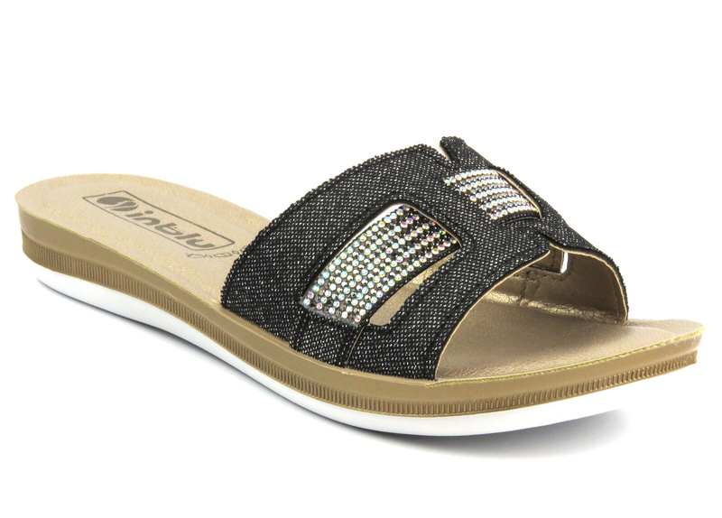 Pohodlné dámské žabky s lesklým svrškem - INBLU BA-50, černé