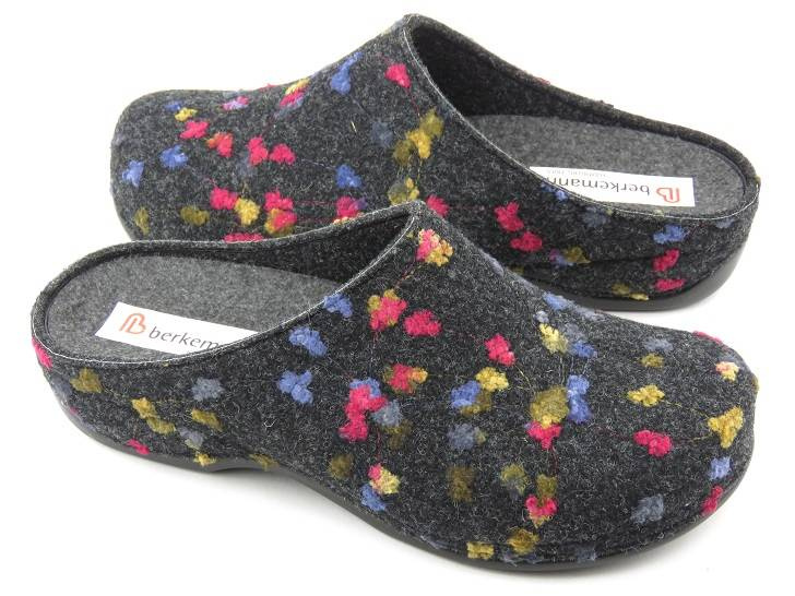 Dámské plstěné pantofle s květinami - BERKEMANN 01028-914 Donata, grafit