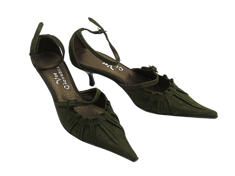 Lodičky na podpatku olivové s nastavitelným páskem Ver Giovanni 711/6/F