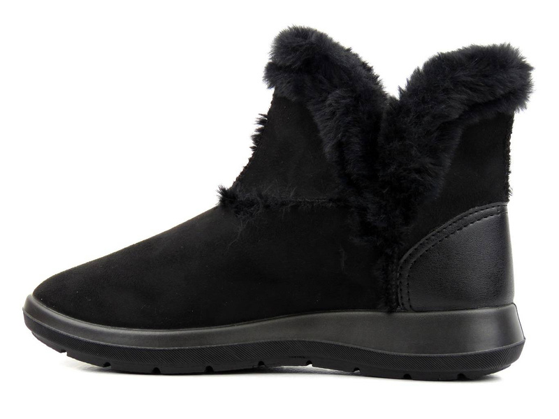 Teplé dámské kotníkové boty a la emu - Befado Dr Orto Casual 156D903, černé s kožíškem