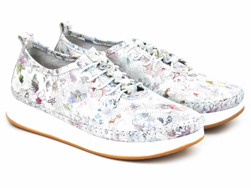 Dámské kožené boty s květinami - VENEZIA 01422077-2, bílé