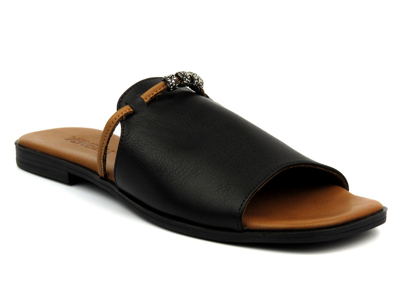 Dámské kožené žabky s plochou podrážkou - VENEZIA LUBE 334116, zlatá