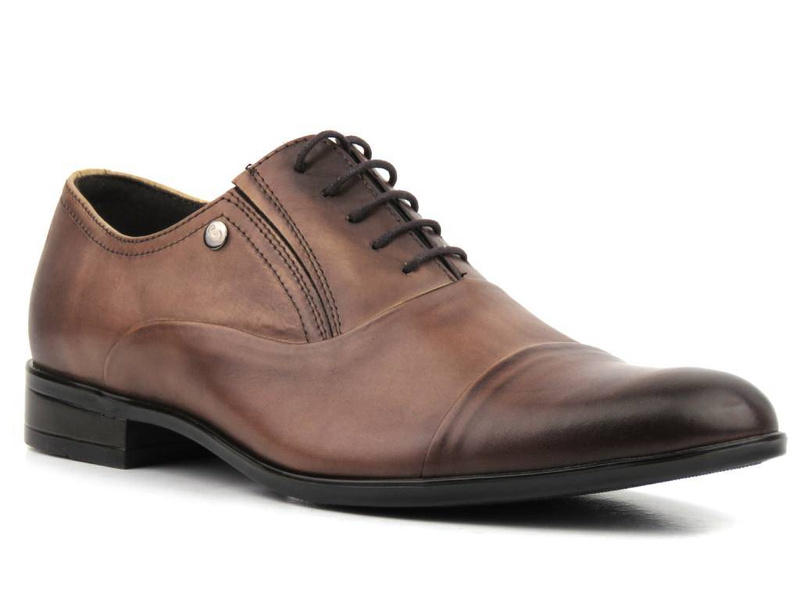 Kožené boty, pánské společenské oxfordky Conhpol 5540-0921, hnědé