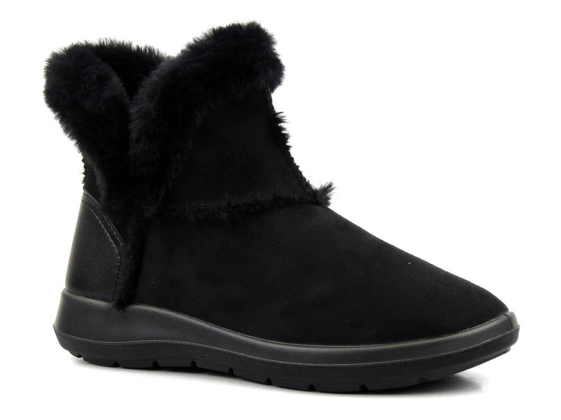 Teplé dámské kotníkové boty a la emu - Befado Dr Orto Casual 156D903, černé s kožíškem