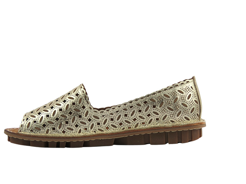 Dámské děrované nazouvací polobotky zlaté Venezia E137LEGOOBM029