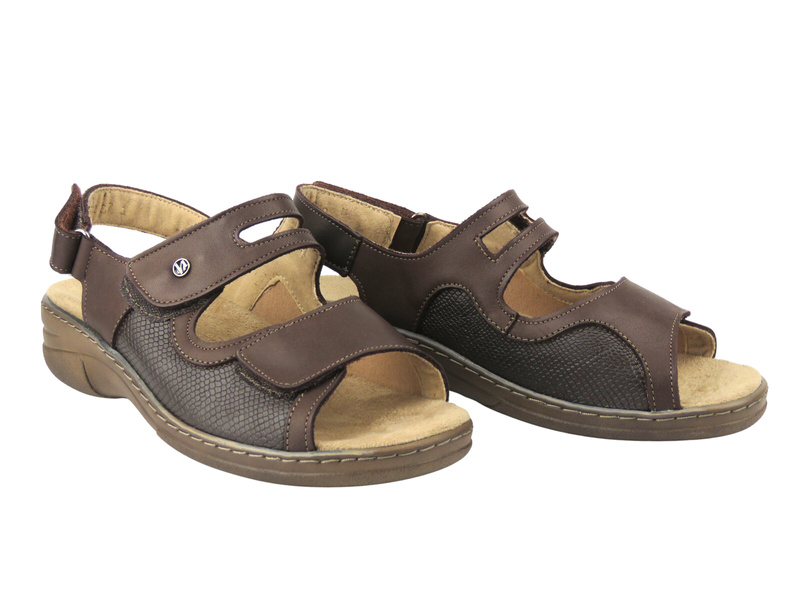 Dámské kožené sandály - HELIOS Comfort 172 tmavě hnědé
