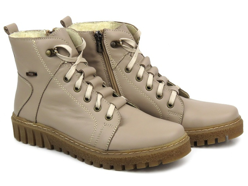 Dámské kožené boty zateplené vlnou - HELIOS Komfort 577W, cappuccino