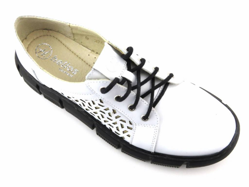 Pohodlná dámská kožená obuv - Helios Komfort 375S, bílá