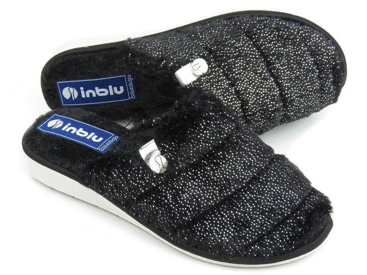 Kožešinové, měkké dámské pantofle - INBLU LB-95, černé