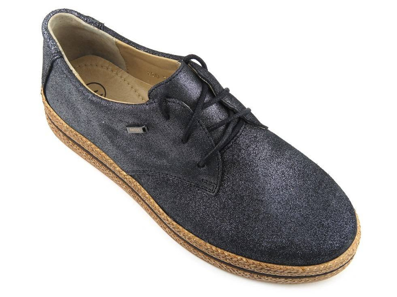 Lehké dámské boty s copánkovou podrážkou - Helios Komfort 380, černé se třpytkami