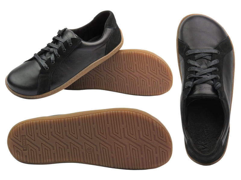 Barefoot kožené minimalistické černé dámské polobotky Wasak 0743 ve šířce H