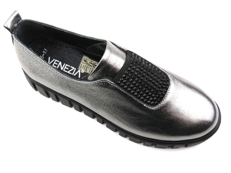 Dámská obuv s metalickým svrškem - VENEZIA 20555, stříbrná