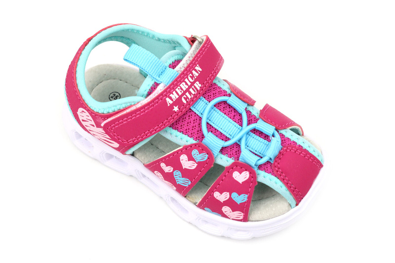 Dětské sportovní sandály se světlem - American Club RL 113/23, růžové