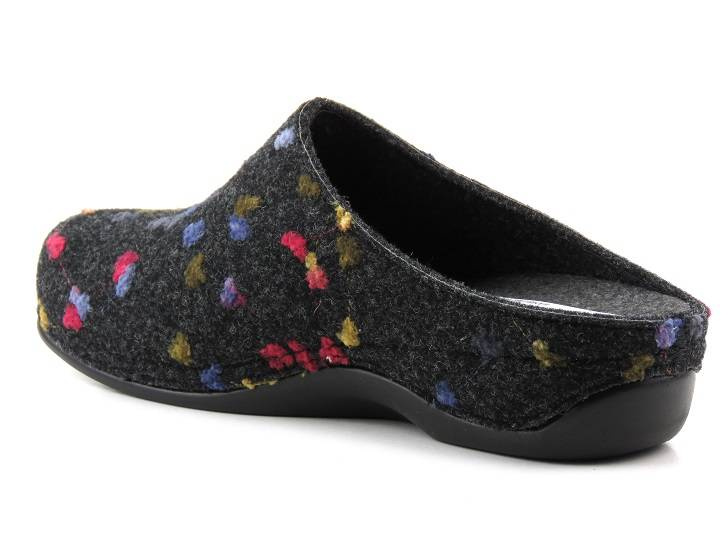 Dámské plstěné pantofle s květinami - BERKEMANN 01028-914 Donata, grafit