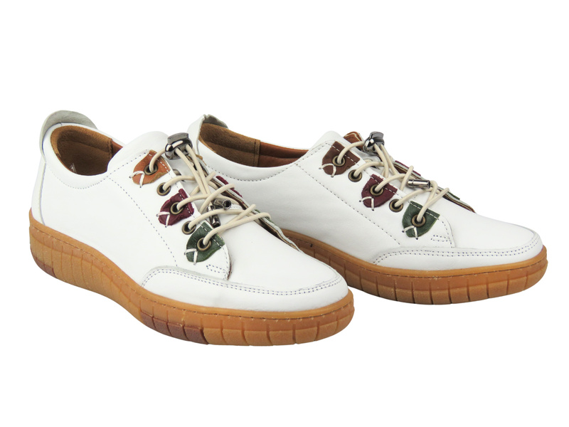 Dámské kožené nízké boty Nika Comfort 0286-401, bílé