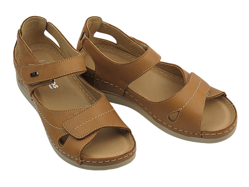 Kožené dámské sandály hnědé HELIOS Komfort 139