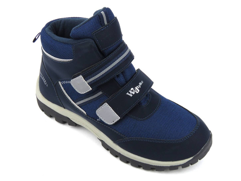 Trekové boty, dětské zimní boty - WOJTYŁKO 21040 Softshell, tmavě modrá