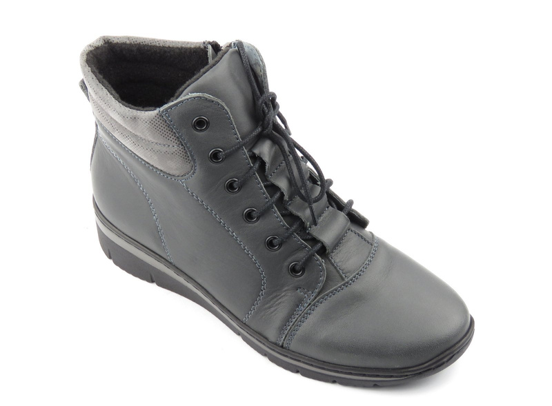 Dámské kožené kozačky se zateplením HELIOS 562, šedá