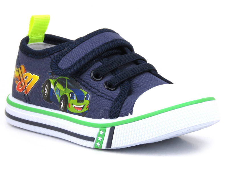Dětské tenisky se závodním autem - American Club TEN 104/23, tmavě modrá