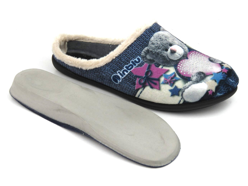 Měkoučké dámské pantofle s medvídkem - INBLU 155D210, modré