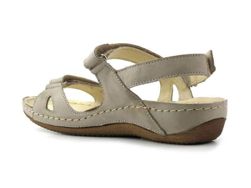 Dámské sportovní sandály se třemi pásky na suchý zip - HELIOS Komfort 205, šedá