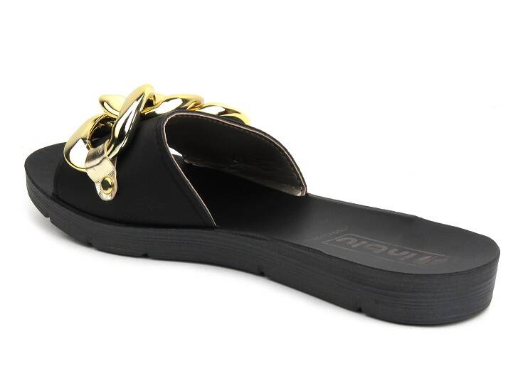 Dámské žabky se zlatým řetízkem - INBLU ME-42, černé