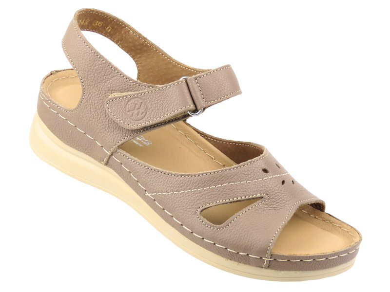 Dámské kožené sandály Helios Comfort 142, khaki