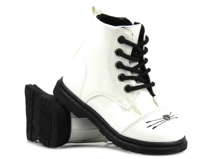 Teplé kozačky, dětské kozačky - Miss E 21DZ23-4309, bílá