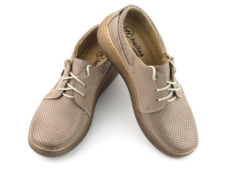 Dámské kožené boty se silnou podrážkou - Helios Komfort 328S, béžová