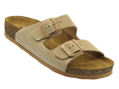 Dámské pantofle s přezkou Leon 4010 béžové