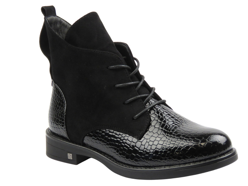 Zateplené dámské kotníkové boty černé Potocki 25-12080