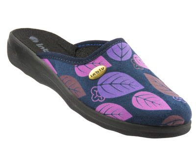 Dámské domácí pantofle Inblu CA-5F modré s barevným motivem listů