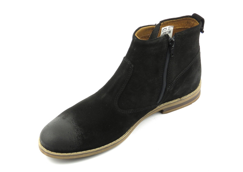 Kožené pánské kotníkové boty na zip - Riko 859, černé