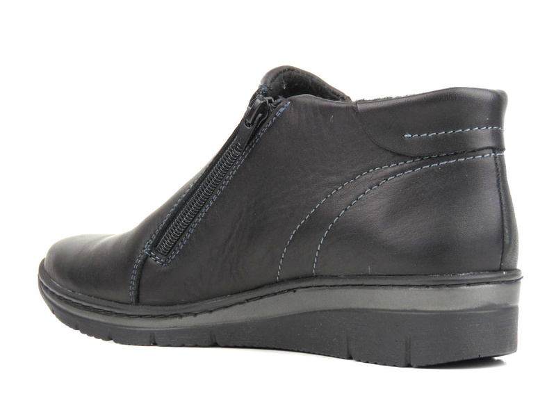 Dámské kotníkové boty na dva zipy - HELIOS Komfort 545-2, černé