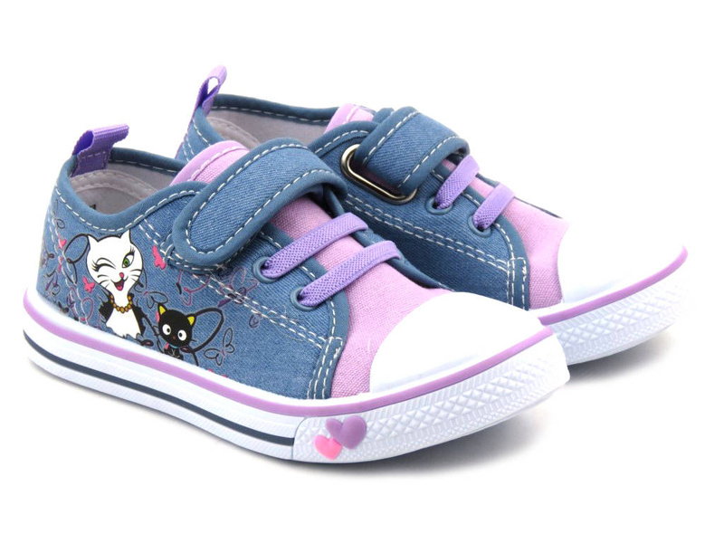 Dětské tenisky, tenisky s kočkou - American Club TEN 91/23, modré