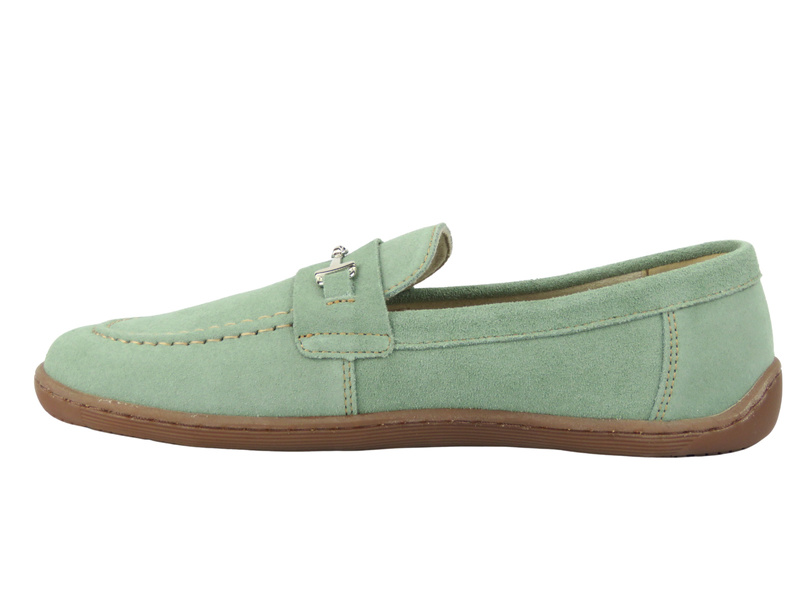 Dámské kožené barefoot mokasíny Nika Komfort 1458 zelené – minimalistické pohodlí