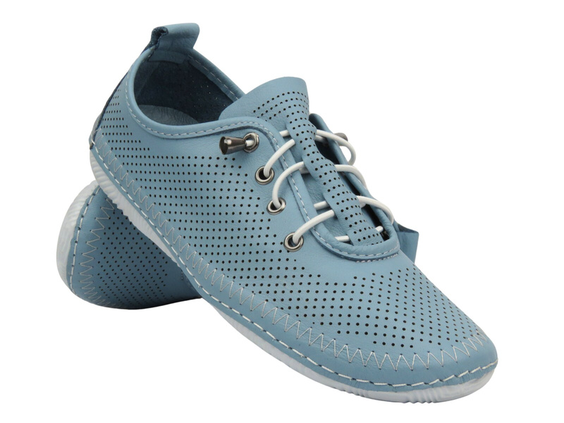 Ažurové dámské polobotky z přírodní kůže - Artiker 54C0835, modré