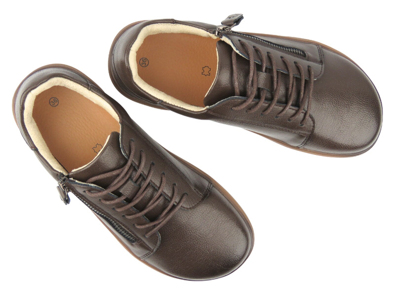 Dámské kožené barefoot polobotky Potocki 26-19503, čokoládově hnědé