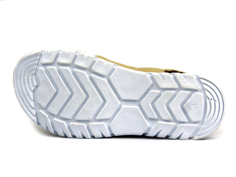 Dámské kožené sandály se suchým zipem - Potocki 24-84300, béžové